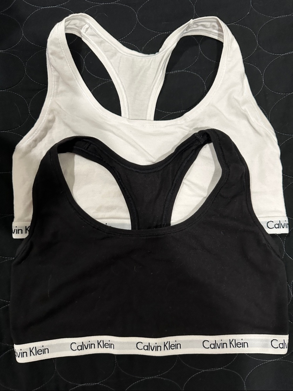 Calvin Klein Cotton Racerback Bralette 2pk Set - Black & White